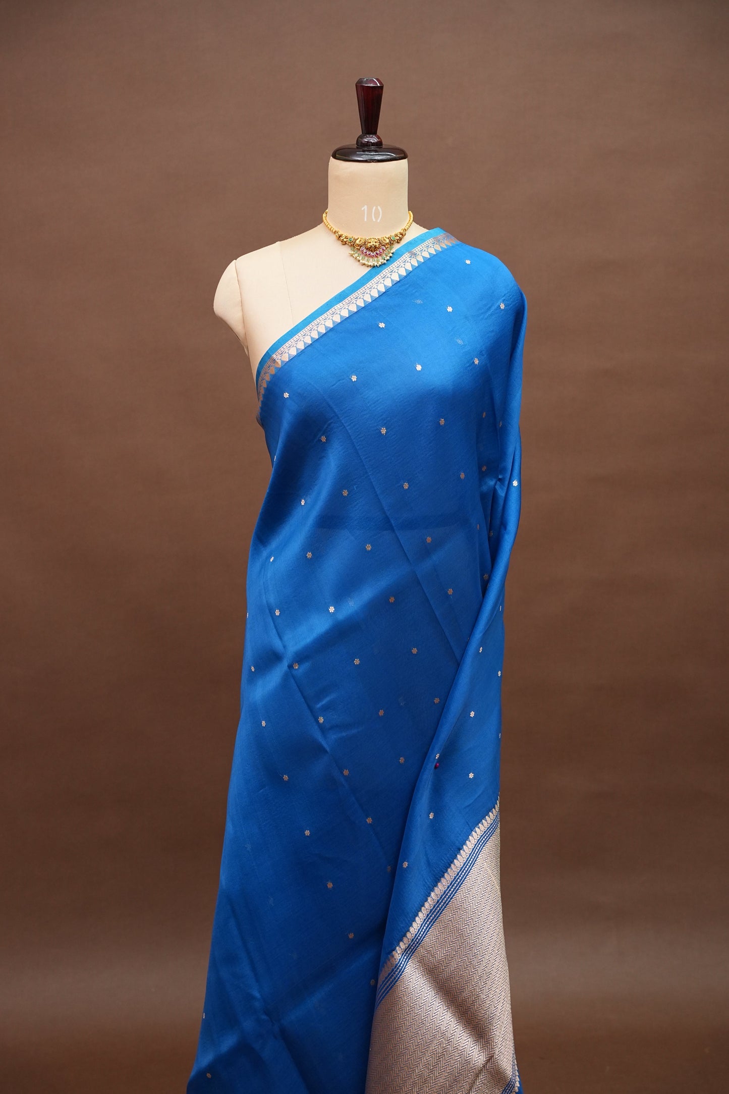 Blue Pure Organza Kora Banarasi Silk Saree|Silk Mark Certified
