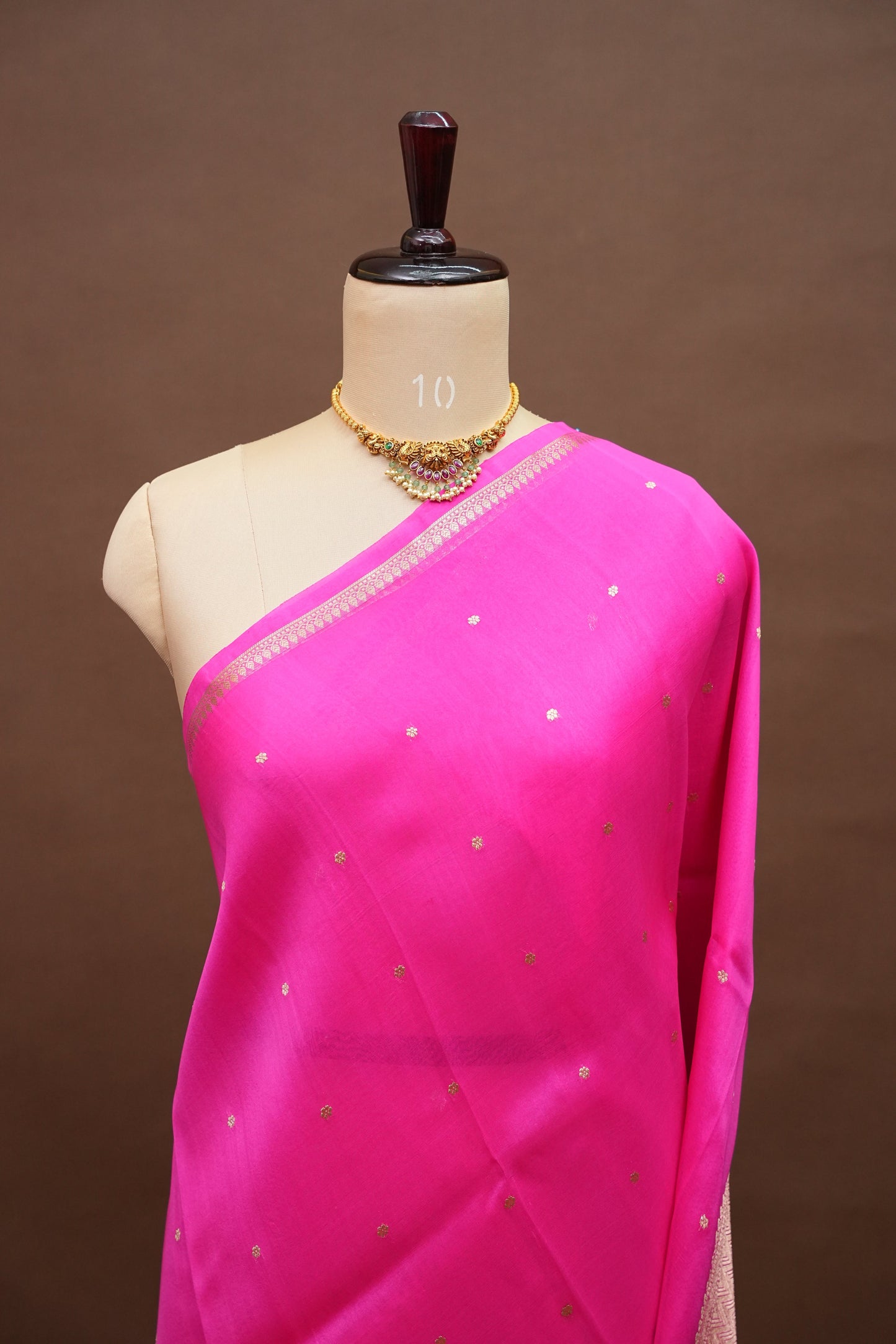 Hot Pink Pure Organza Kora Banarasi Silk Saree|Silk Mark Certified