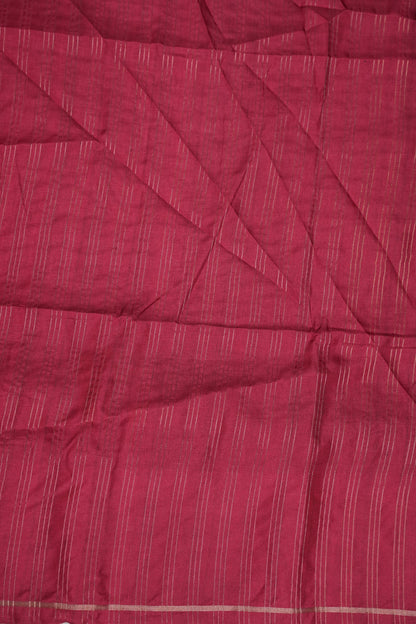 Rose Pink Semi Raw Silk Saree with Ivory Digital Printed Floral & Parrot Border