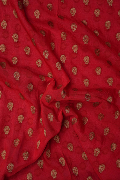 Banarasi Crepe Silk Georgette Saree – Red with Baby Pink