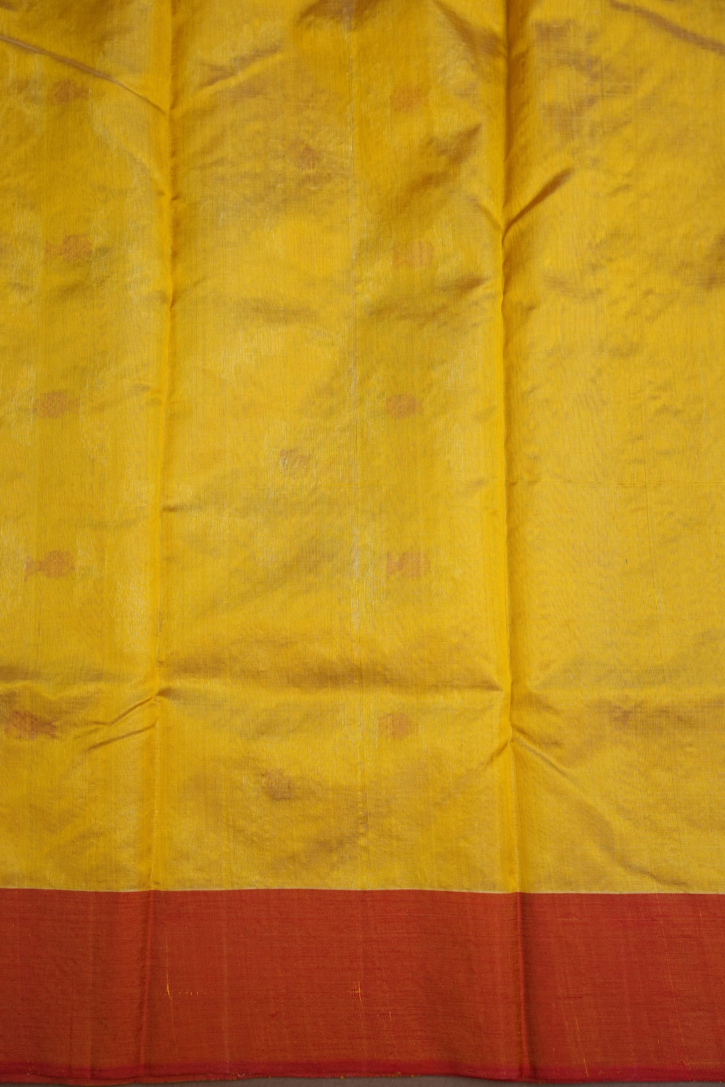 Pure Chanderi Silk Saree with Floral Zari Motifs & Tissue Border - Mustard Yellow