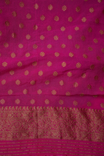 Banarasi Crepe Silk Georgette Saree –Orange & Deep Purple