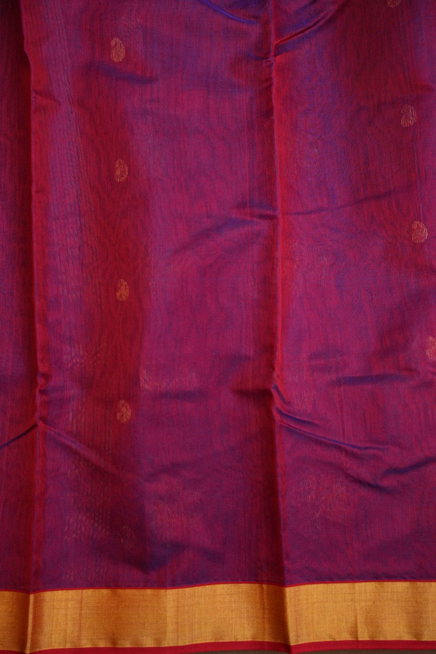 Pure Chanderi Silk Saree with Zari Buttas & Tissue Border - Dark Pink & Purple