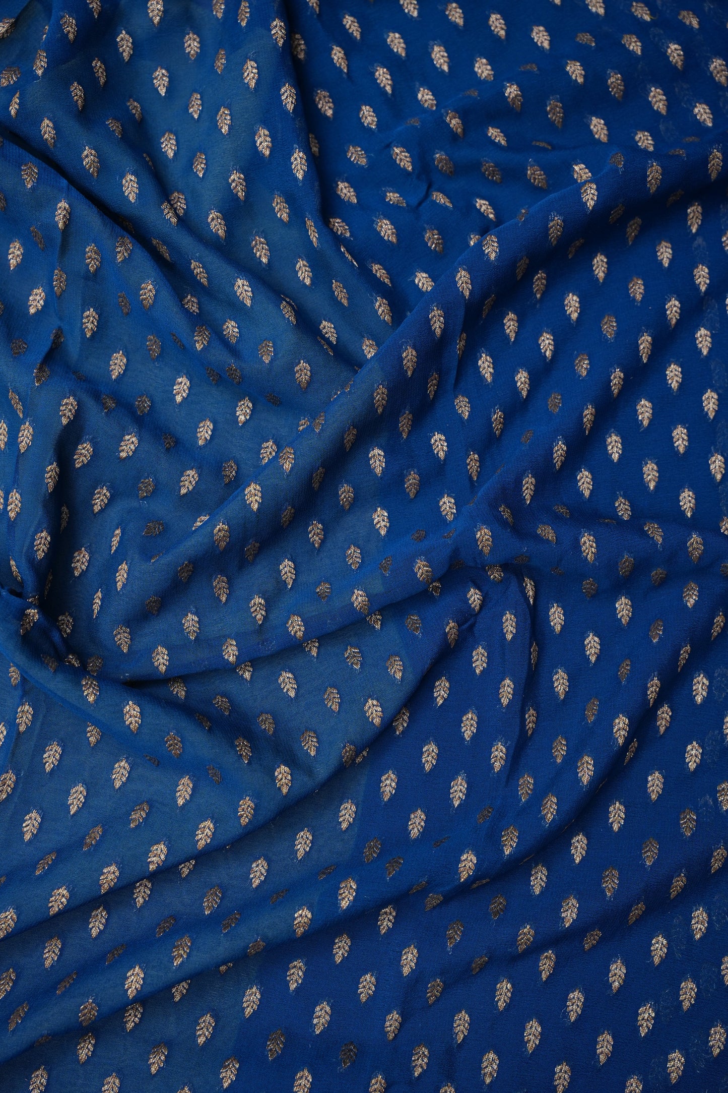 Pure Khadi Georgette Banarasi Saree - Peacock Blue & Sage Green
