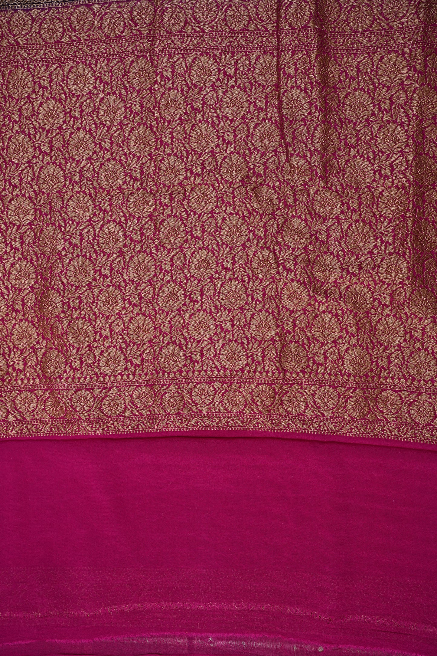 Pure Khadi Georgette Banarasi Saree - Deep Purple & Pink