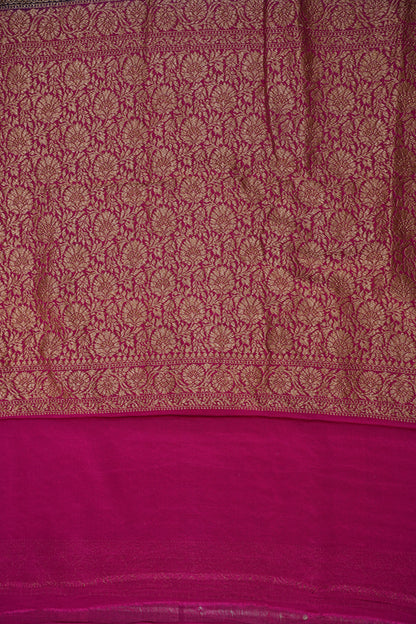 Pure Khadi Georgette Banarasi Saree - Deep Purple & Pink