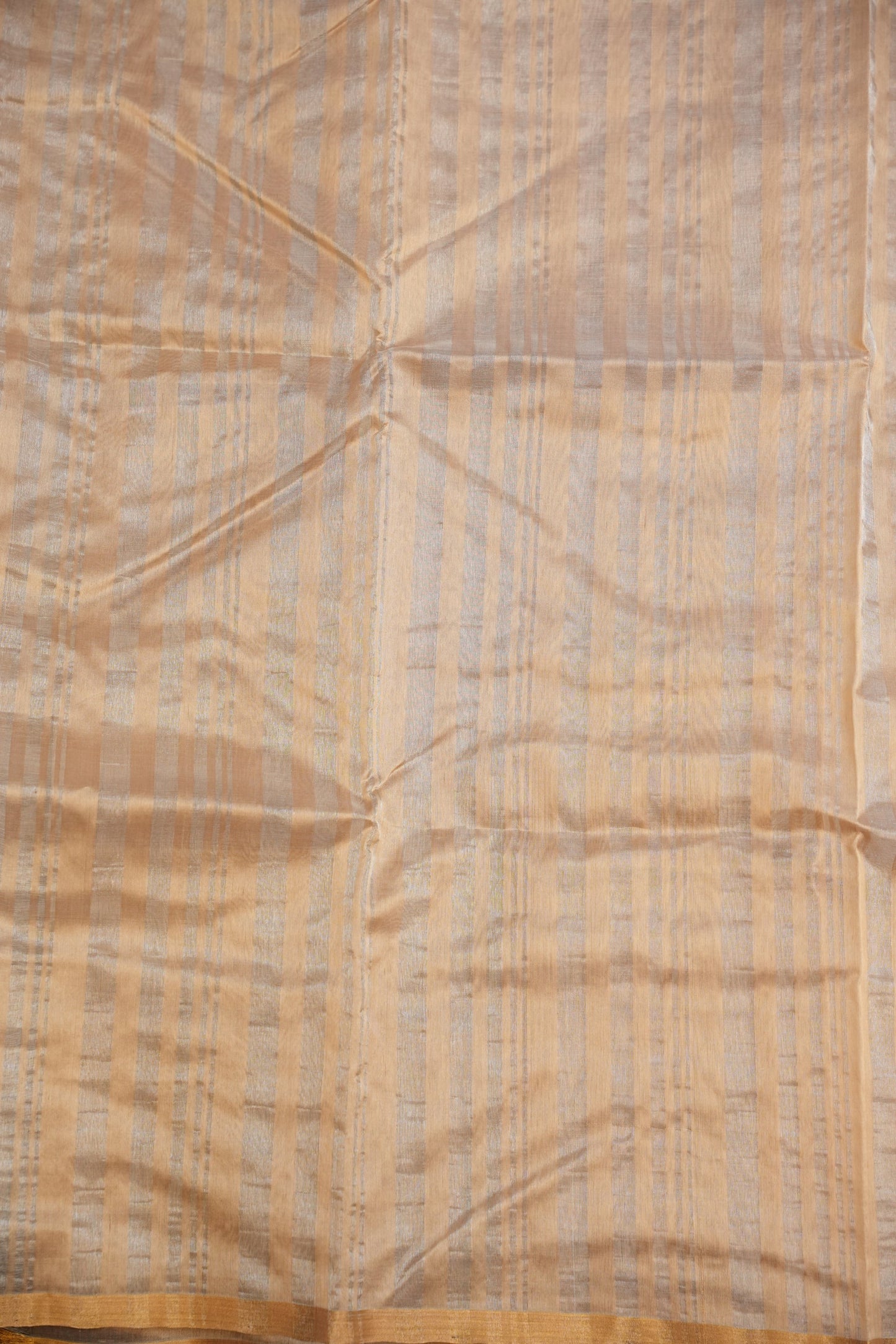 Pure Chanderi Silk Saree with Zari Buttas & Tissue Border - Ivory & Gold