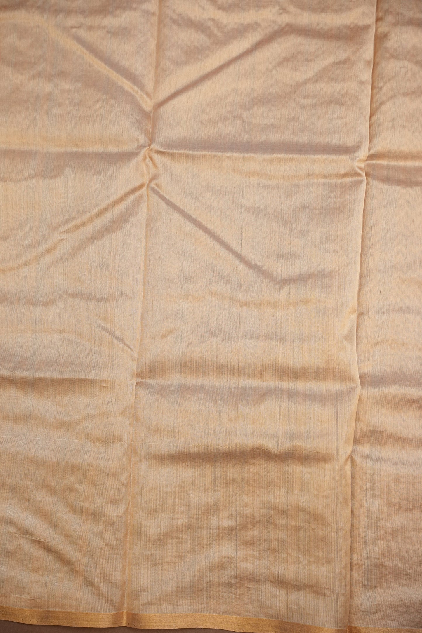 Pure Chanderi Silk Saree with Zari Buttas & Tissue Border - Ivory & Gold