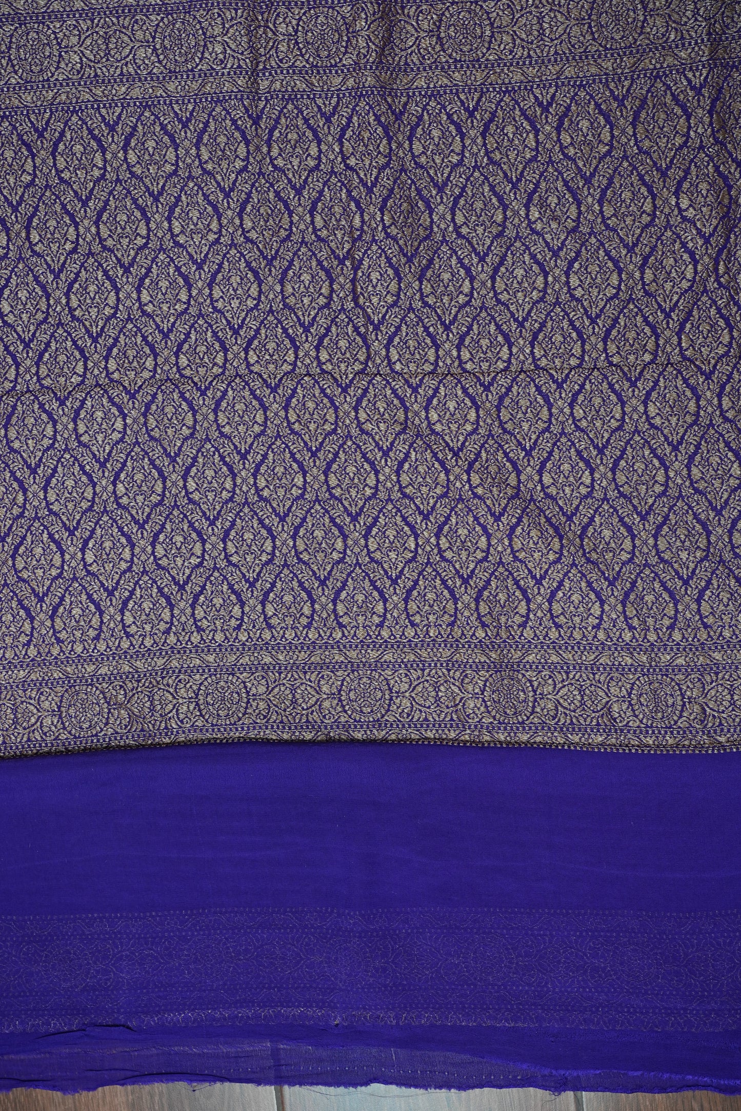 Pure Khadi Georgette Banarasi Saree - Orange & Deep Purple