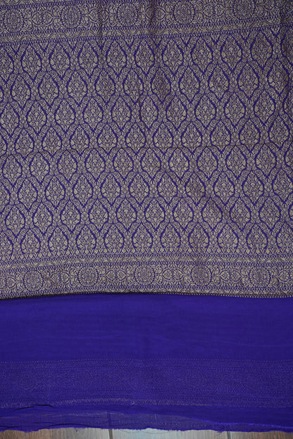 Pure Khadi Georgette Banarasi Saree - Orange & Deep Purple