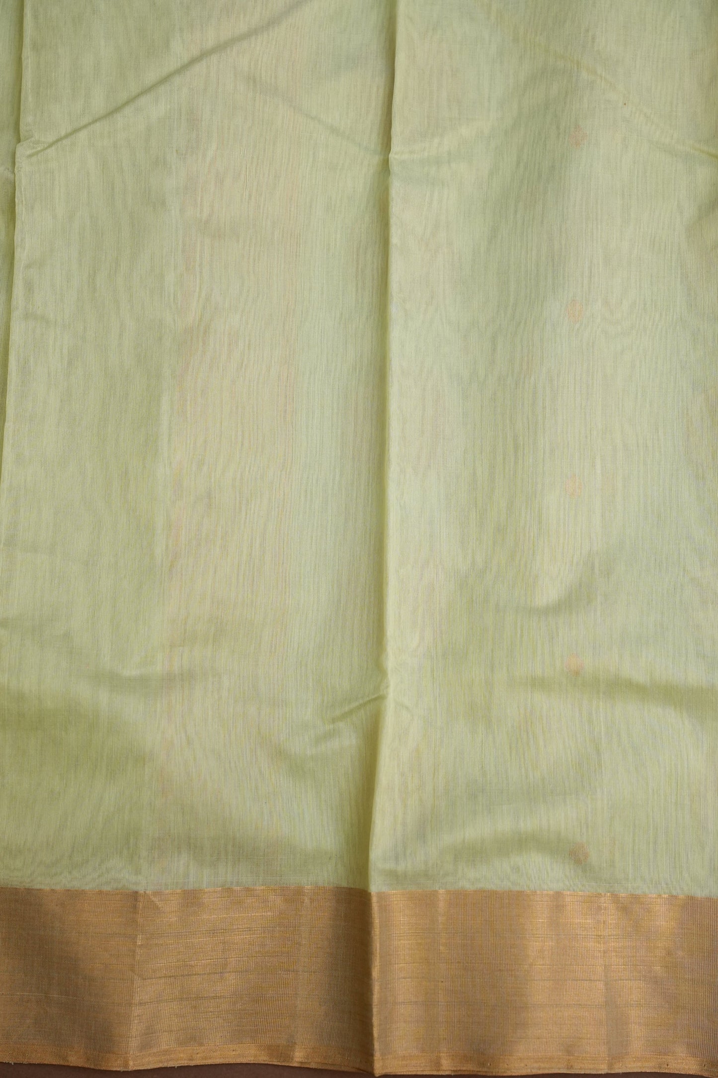 Pure Chanderi Silk Saree with Zari Buttas & Tissue Border - Pastel Green