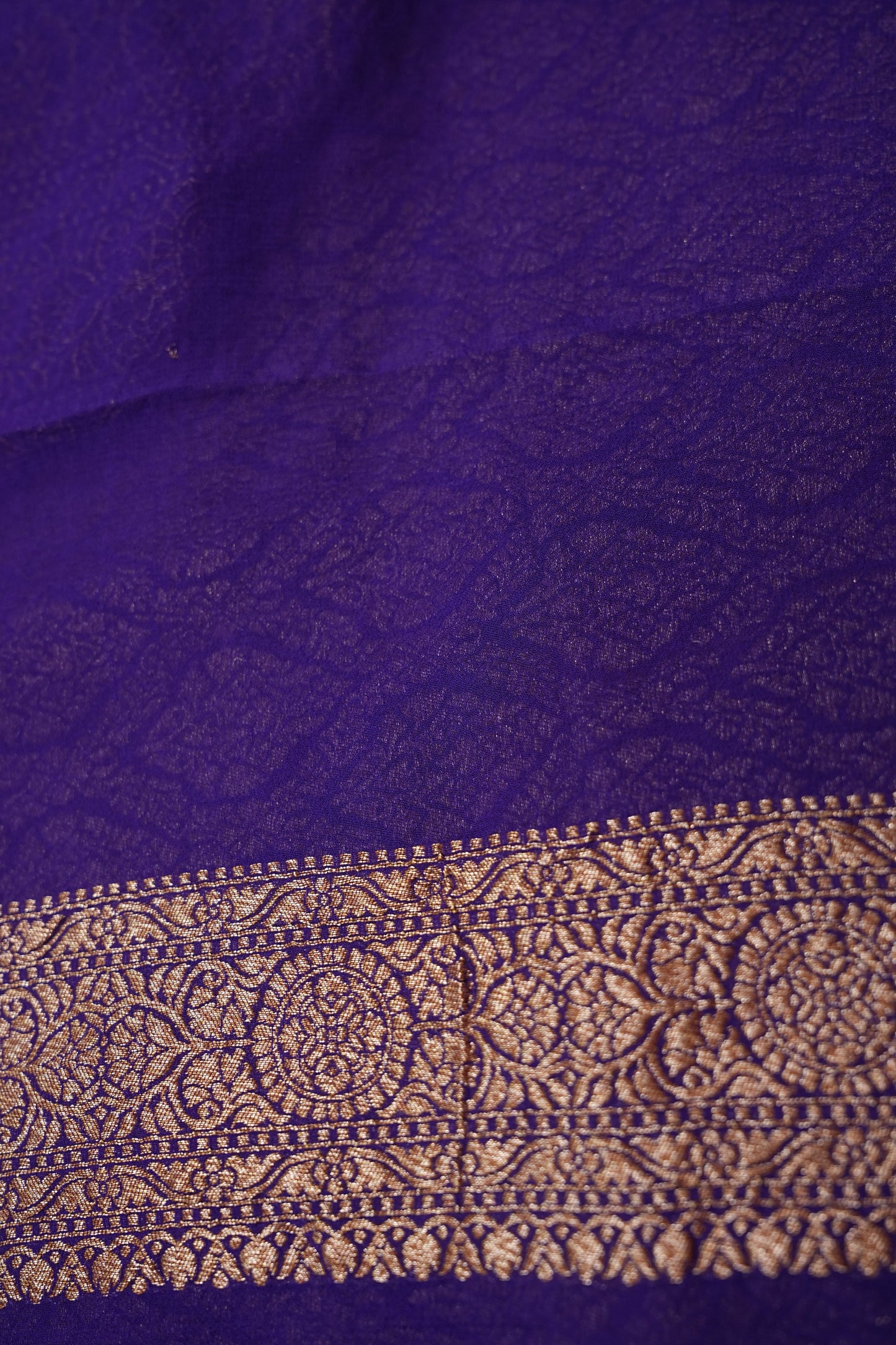 Pure Khadi Georgette Banarasi Saree - Orange & Deep Purple