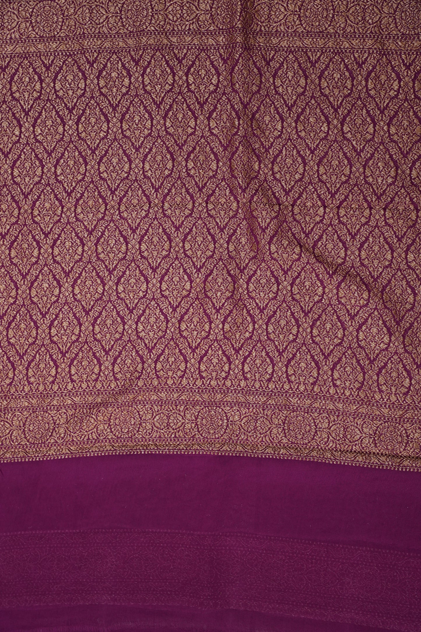 Pure Khadi Georgette Banarasi Saree - Bottle Green & Magenta