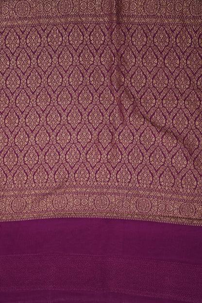 Pure Khadi Georgette Banarasi Saree - Bottle Green & Magenta