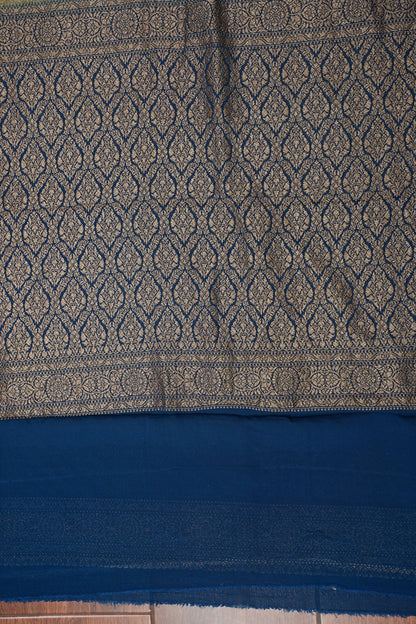 Pure Khadi Georgette Banarasi Saree - Sage Green & Peacock Blue