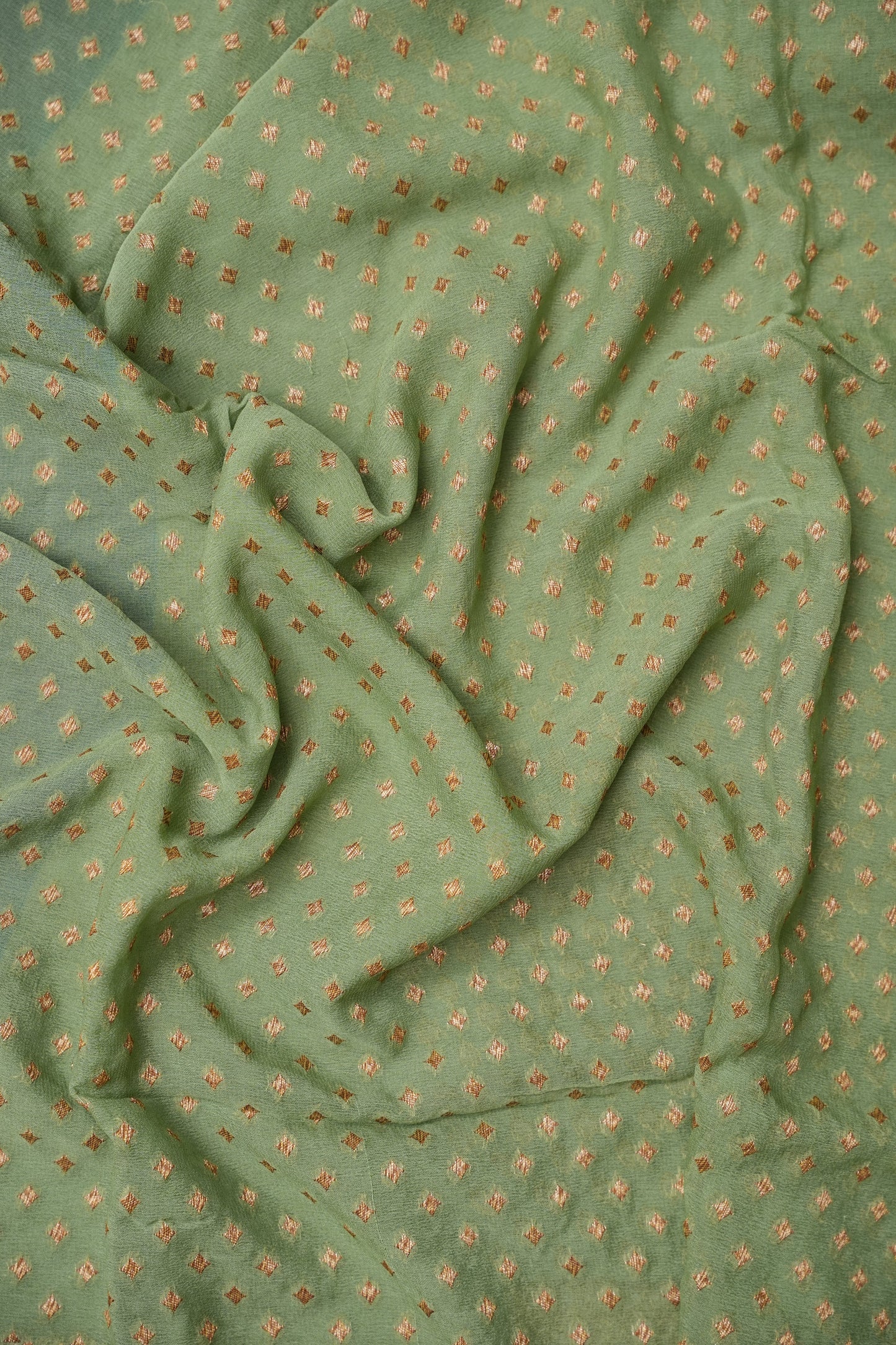 Pure Khadi Georgette Banarasi Saree - Sage Green & Peacock Blue