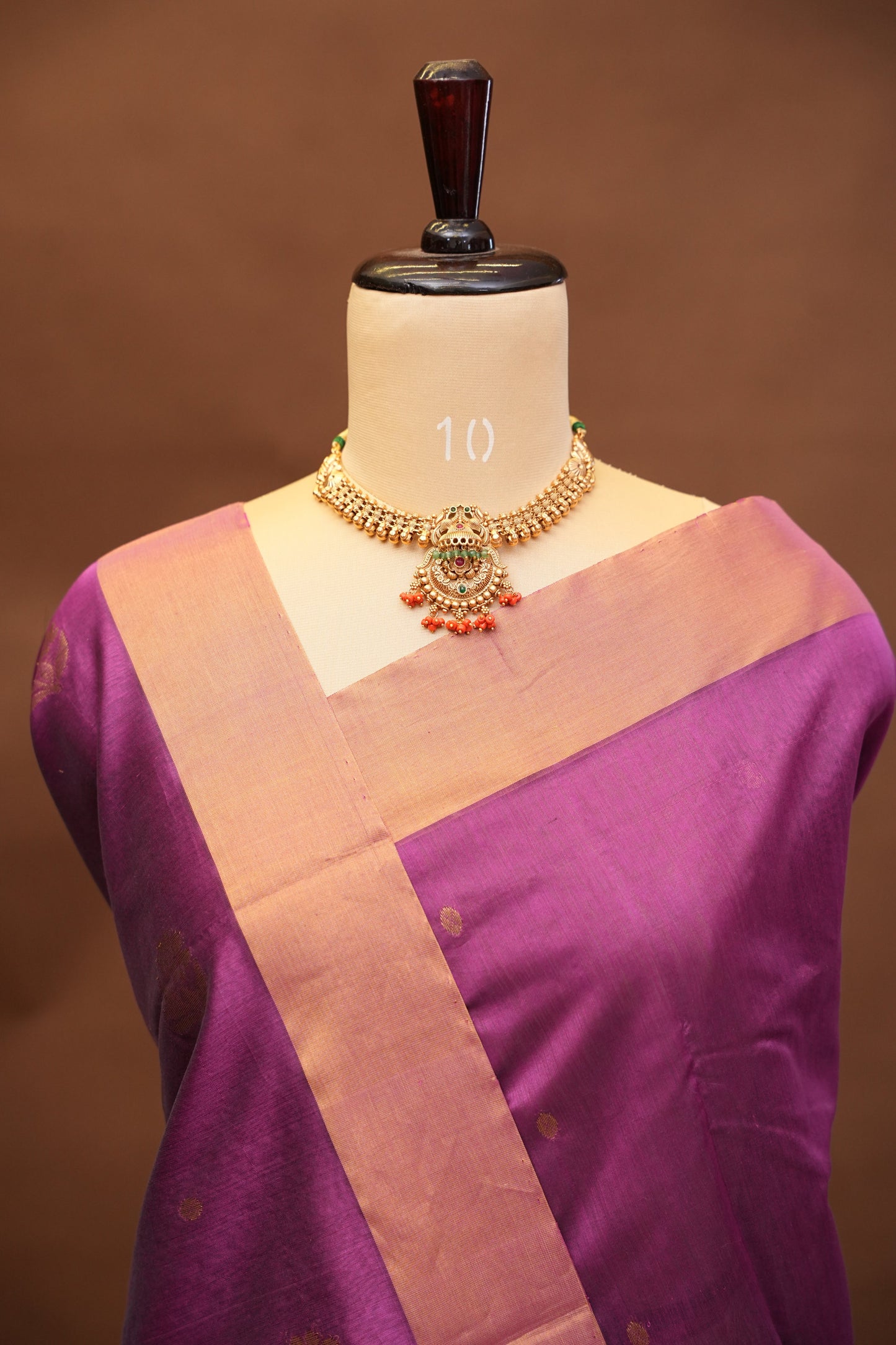 Pure Chanderi Silk Saree with Zari Buttas & Tissue Border - Orchid Pink