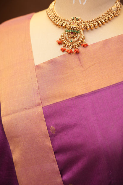Pure Chanderi Silk Saree with Zari Buttas & Tissue Border - Orchid Pink
