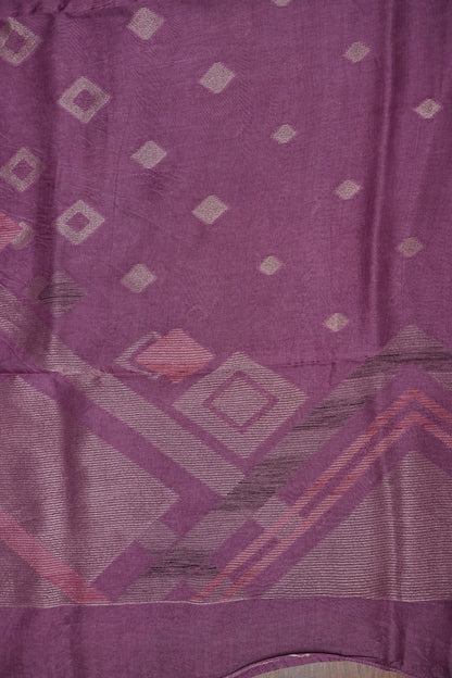 Tussar Banarasi Raw Silk Saree with Geometric Silver Weaving – Onion Pink