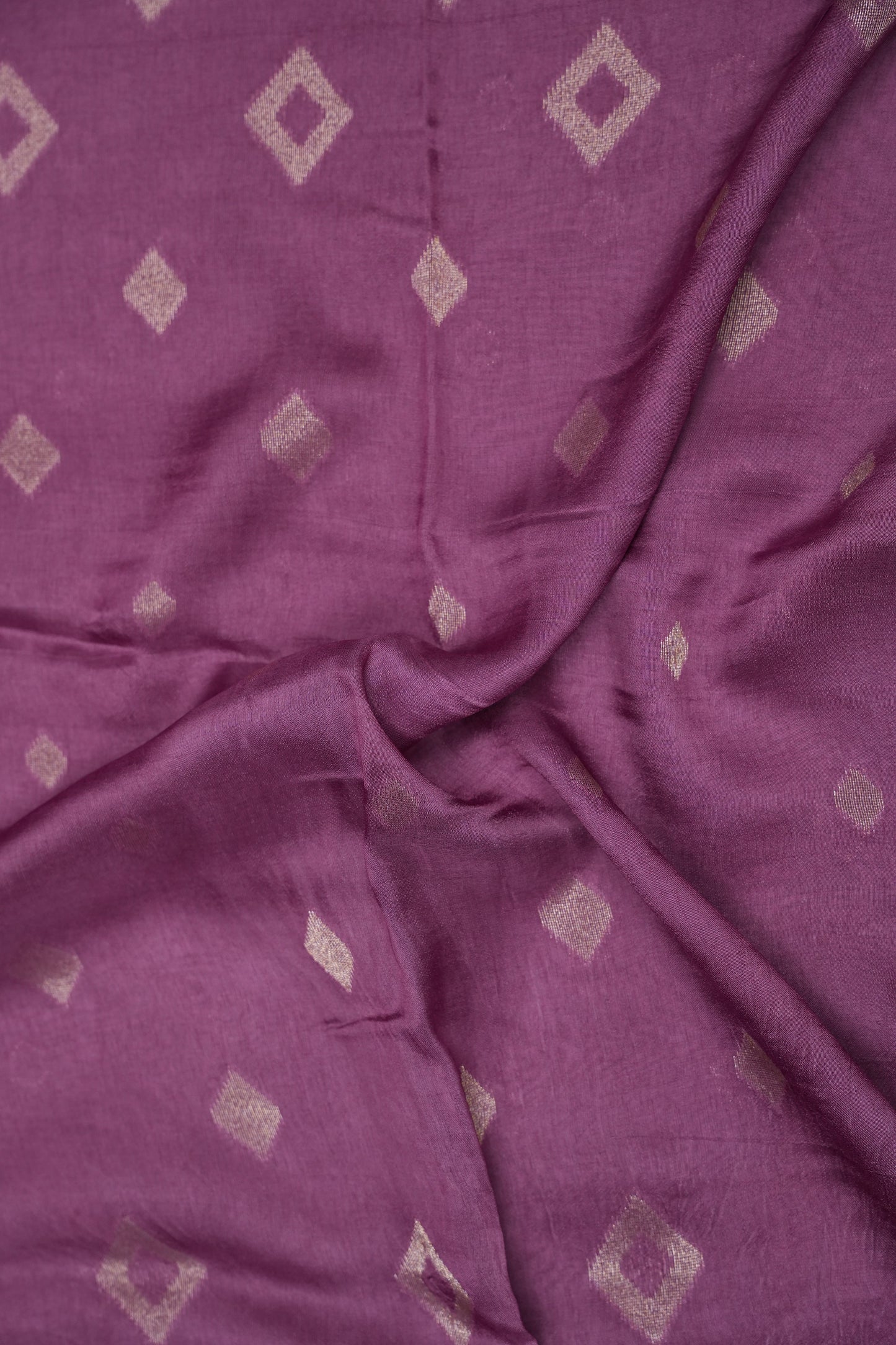Tussar Banarasi Raw Silk Saree with Geometric Silver Weaving – Onion Pink