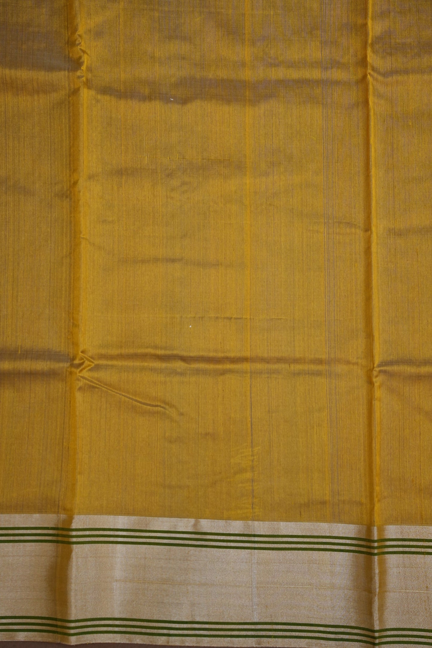 Pure Chanderi Silk Saree with Zari Buttas & Tissue Border - Mustard Yellow