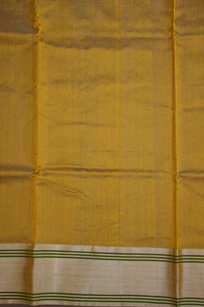 Pure Chanderi Silk Saree with Zari Buttas & Tissue Border - Mustard Yellow