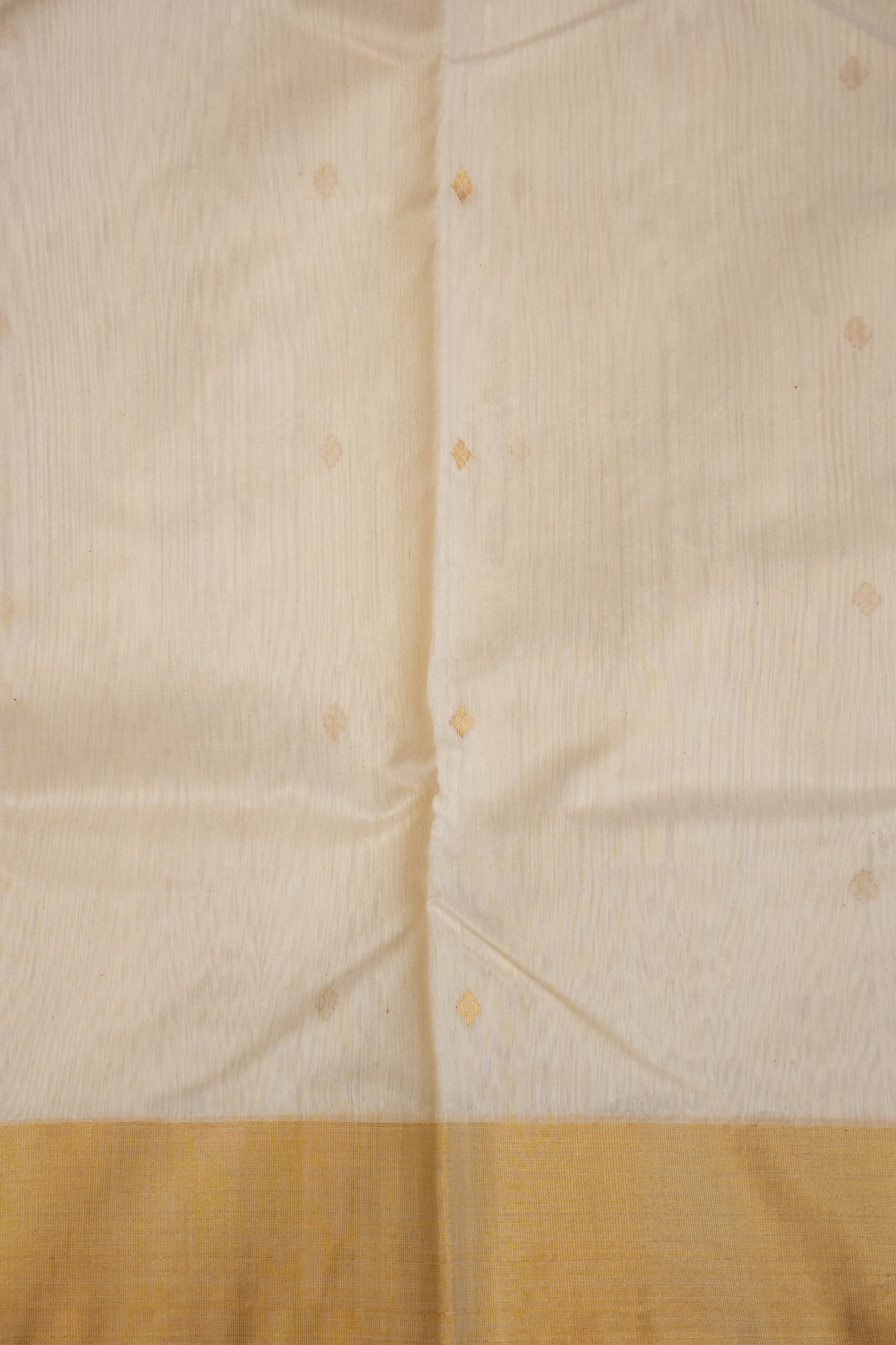 Pure Chanderi Silk Saree with Zari Buttas & Tissue Border - White