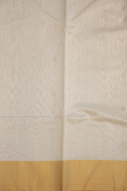 Pure Chanderi Silk Saree with Zari Buttas & Tissue Border - White