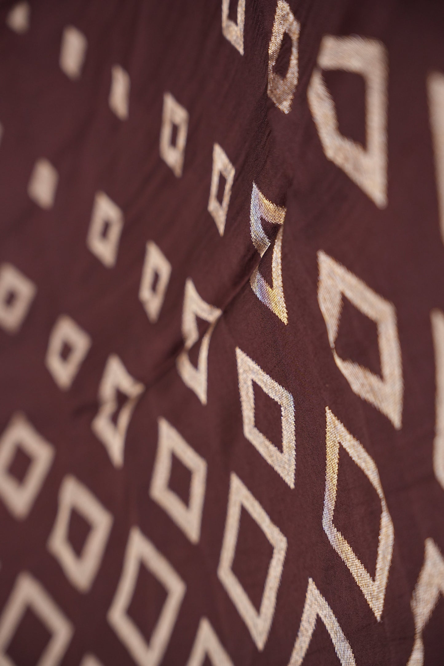 Tussar Banarasi Raw Silk Saree with Geometric Silver Weaving – Coffee Brown