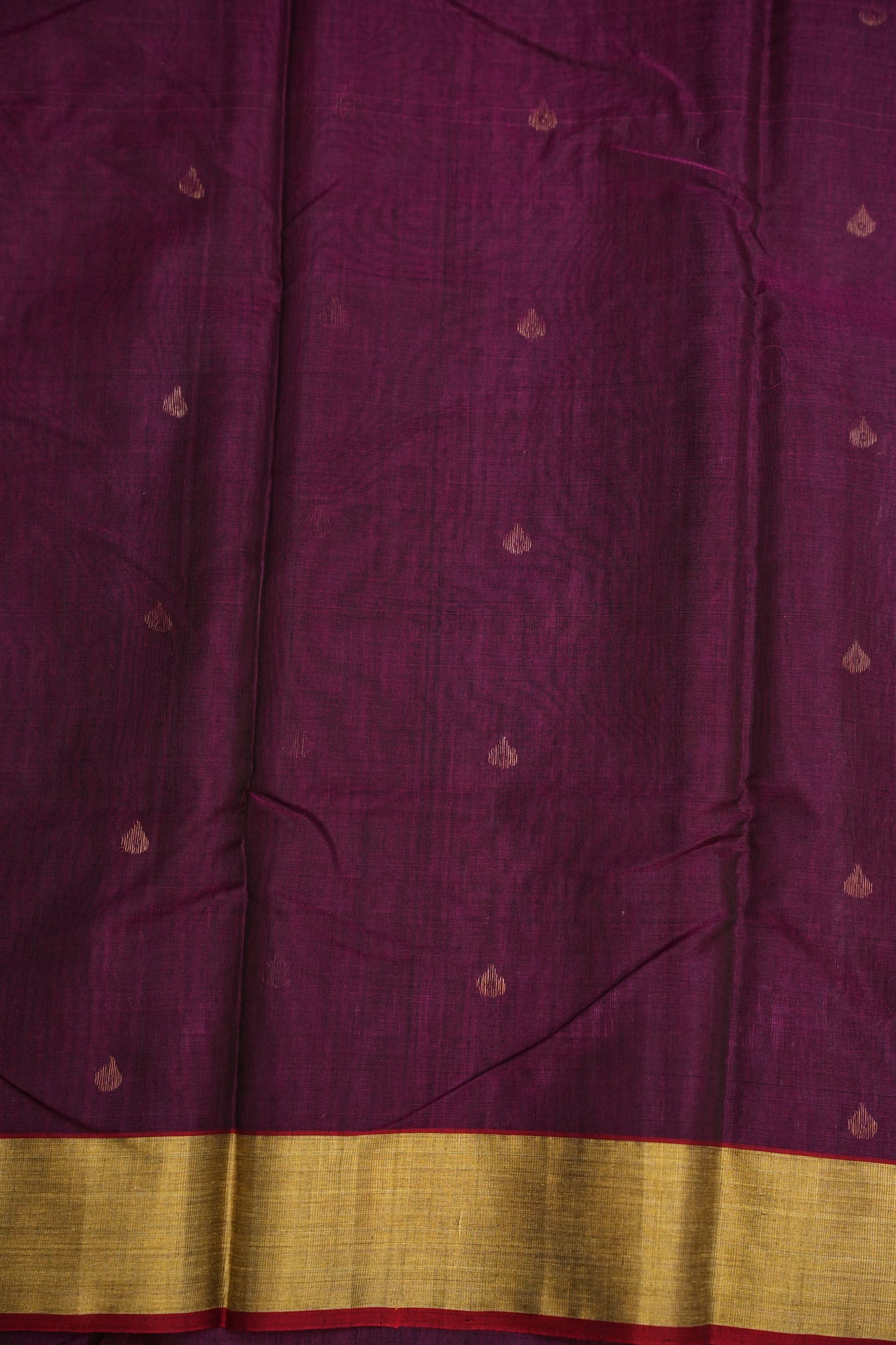Pure Chanderi Silk Saree with Zari Buttas & Tissue Border - Dark Pink