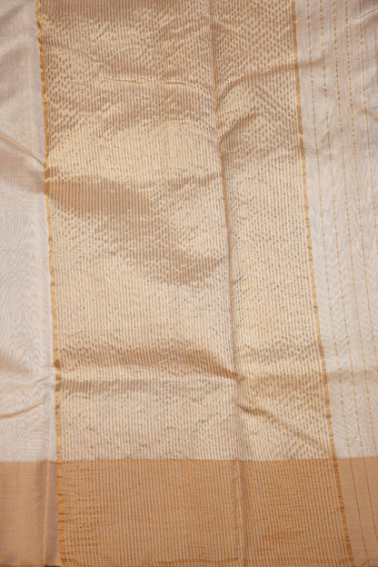 Pure Chanderi Silk Saree with Zari Buttas & Tissue Border - White & Gold