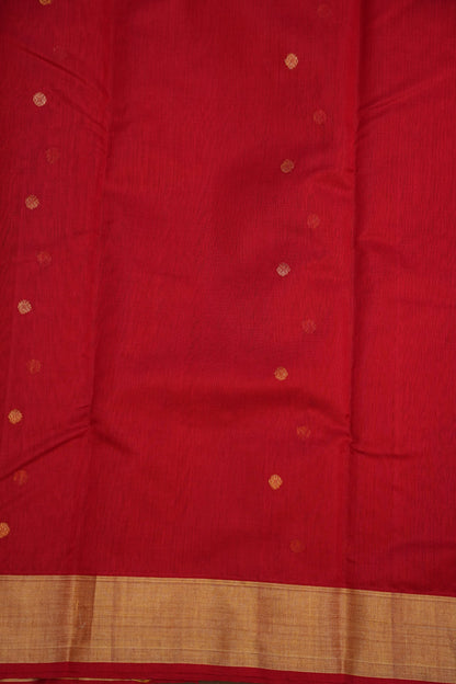 Pure Chanderi Silk Saree with Zari Buttas & Tissue Border - Red
