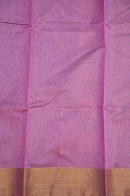 Pure Chanderi Silk Saree with Zari Buttas & Tissue Border - Soft Pink