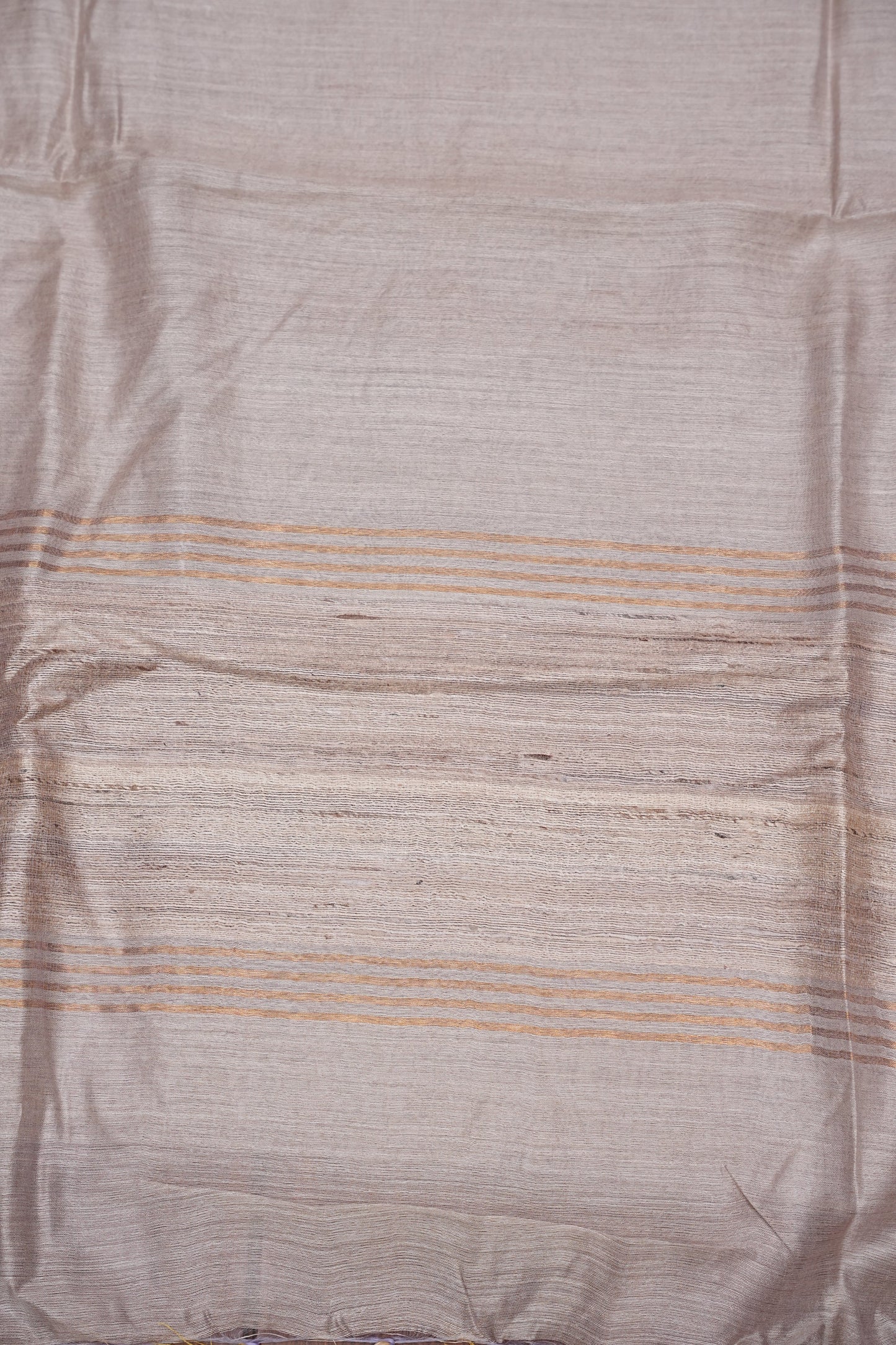 Plain Pure Tussar Silk Saree - Half White