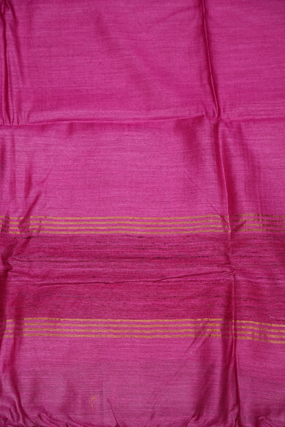 Plain Pure Tussar Silk Saree - Pink