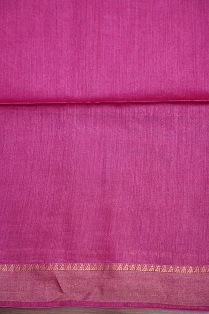 Plain Pure Tussar Silk Saree - Pink
