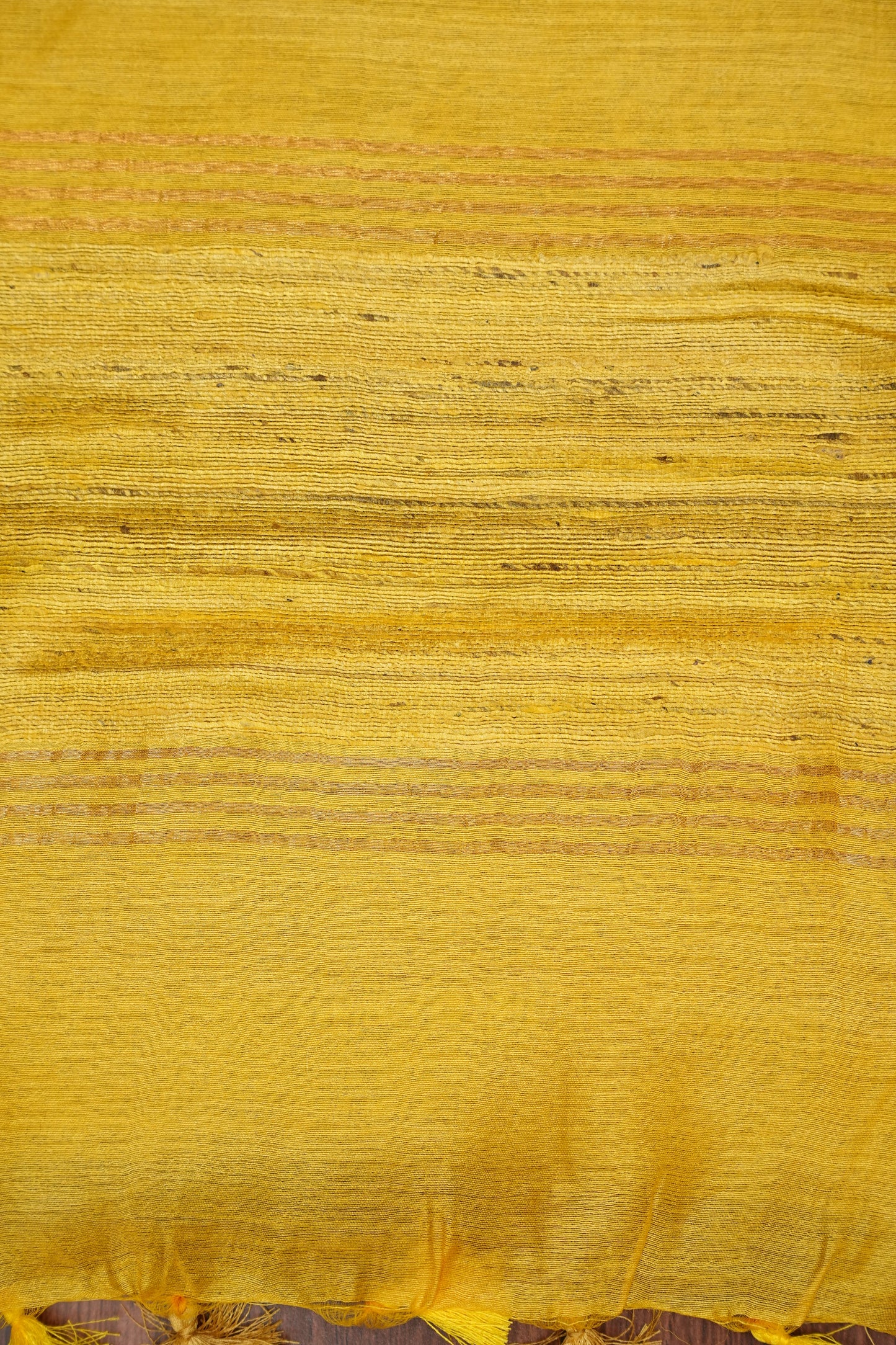 Plain Pure Tussar Silk Saree - Yellow