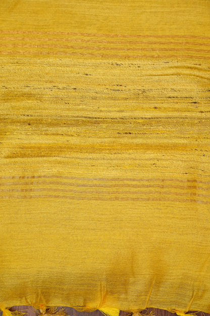 Plain Pure Tussar Silk Saree - Yellow