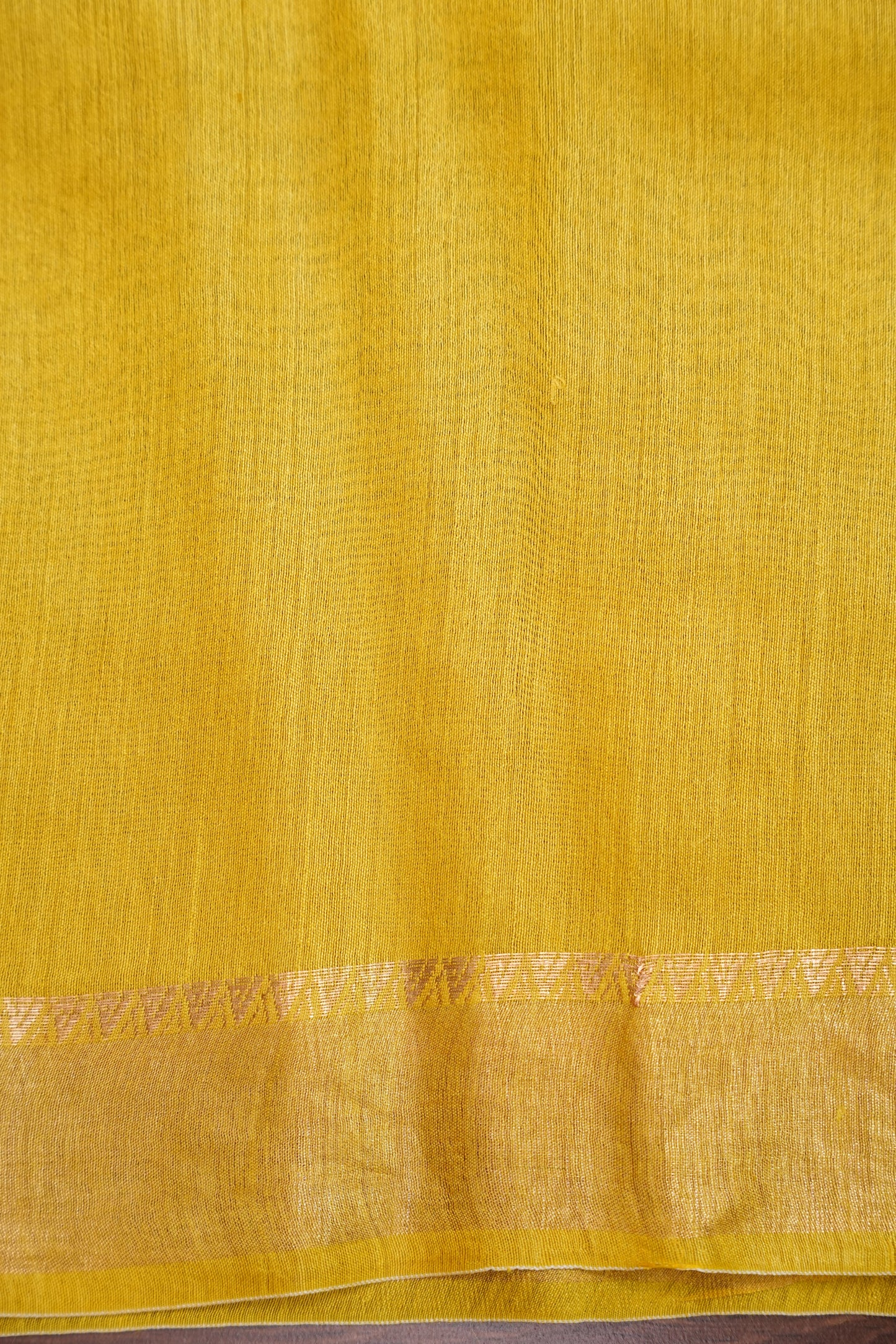 Plain Pure Tussar Silk Saree - Yellow