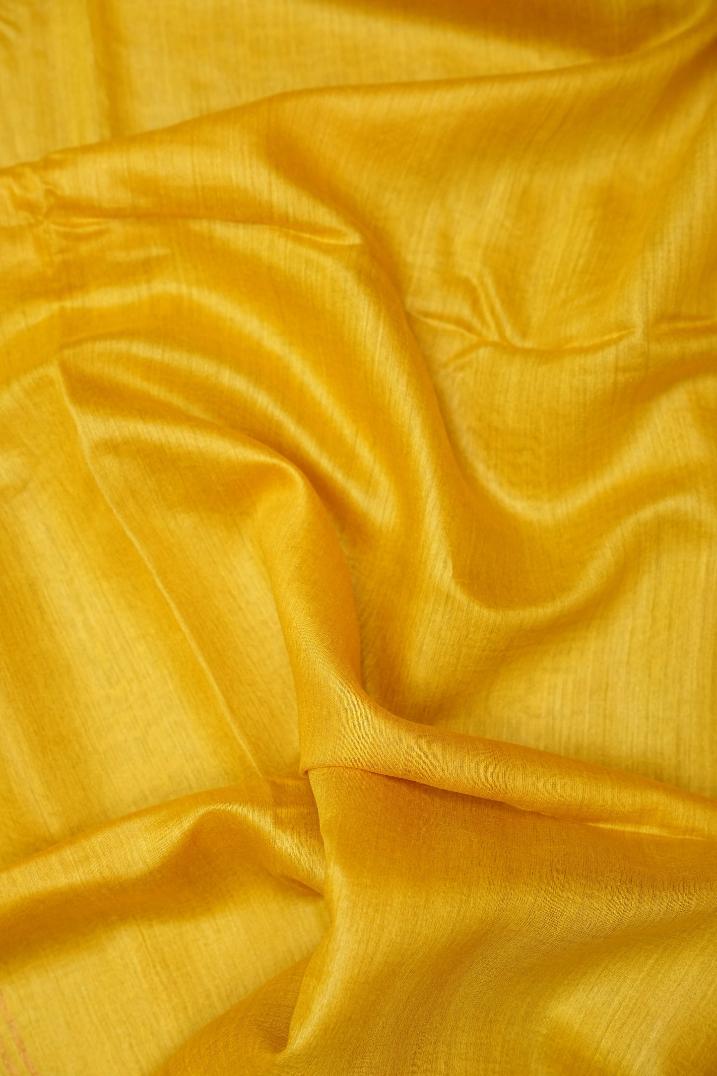 Plain Pure Tussar Silk Saree - Yellow