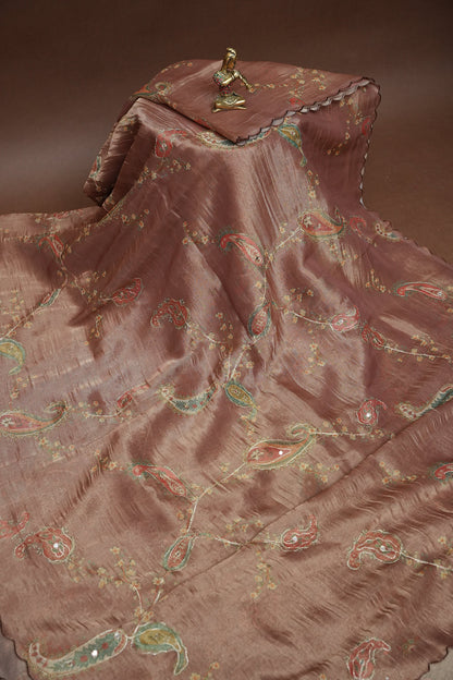 Dusty Rose Glass Tissue Organza Designer Party Wear Saree