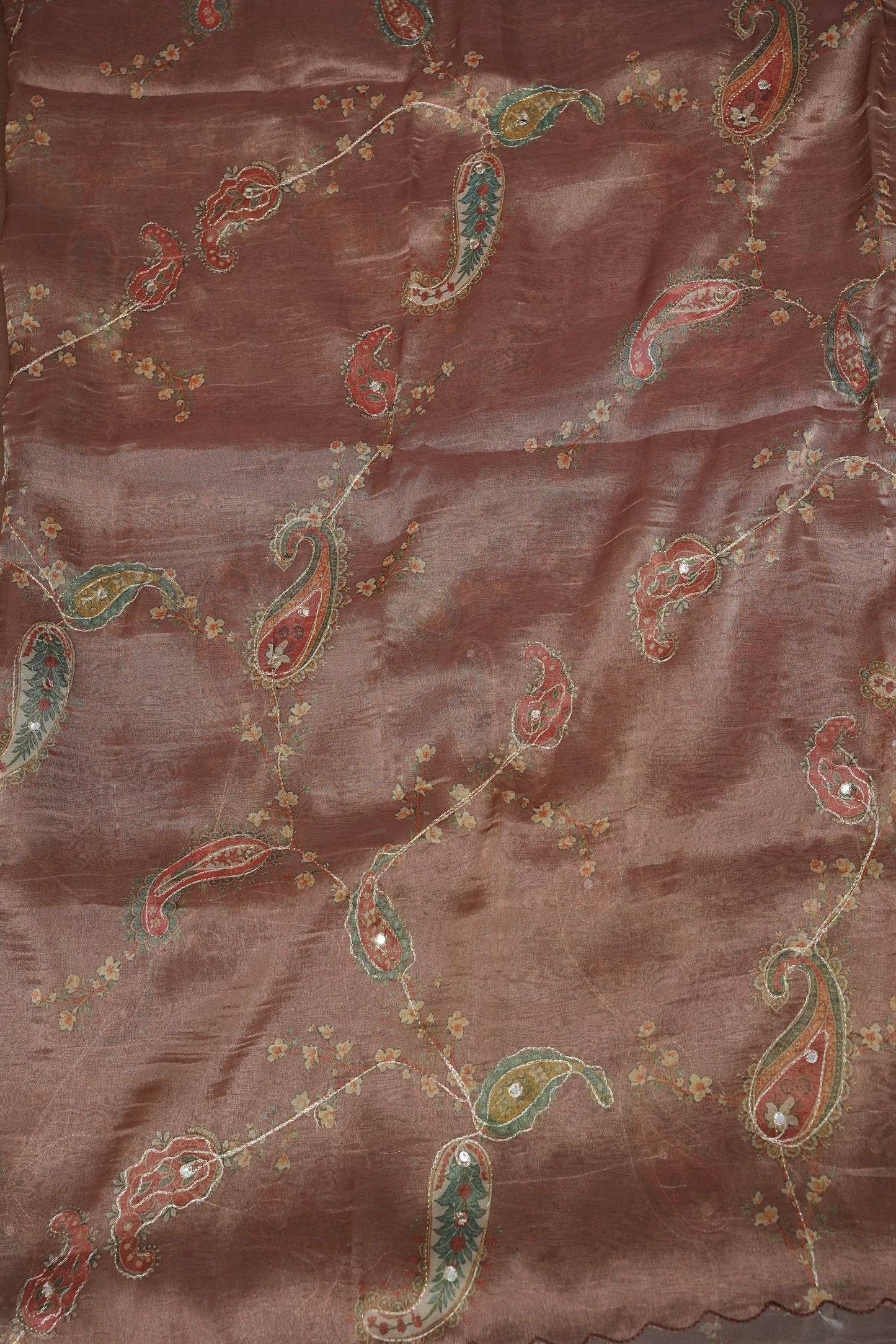 Dusty Rose Glass Tissue Organza Designer Party Wear Saree