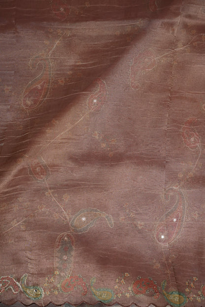 Dusty Rose Glass Tissue Organza Designer Party Wear Saree