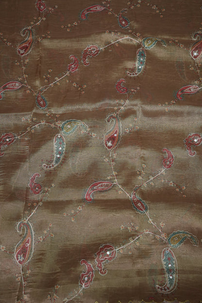 Gold Shade Glass Tissue Organza Designer Party Wear Saree