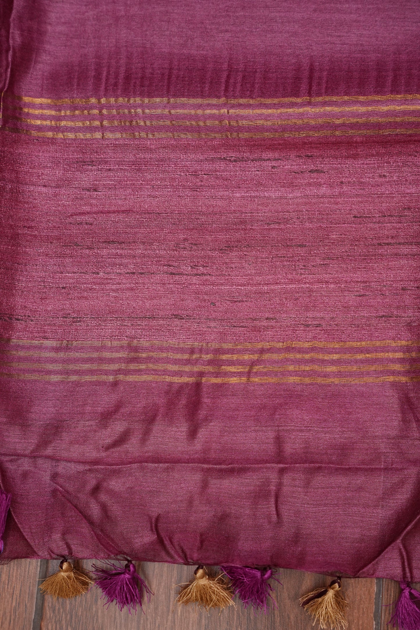 Plain Pure Tussar Silk Saree - Wine