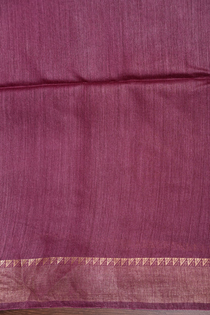 Plain Pure Tussar Silk Saree - Wine