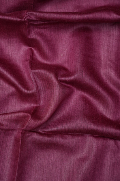 Plain Pure Tussar Silk Saree - Wine