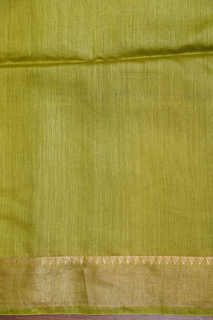Plain Pure Tussar Silk Saree - Green
