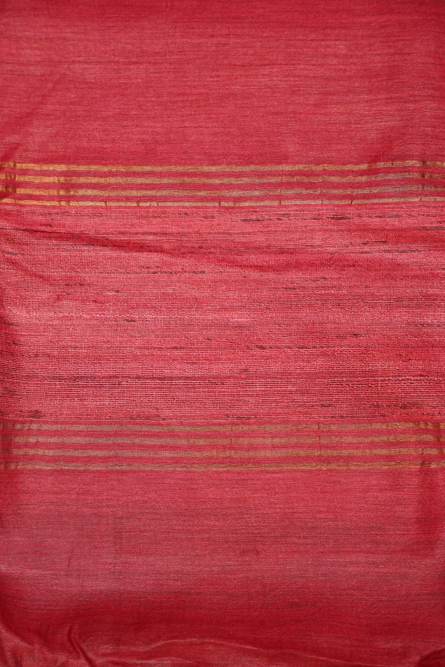 Plain Pure Tussar Silk Saree - Red