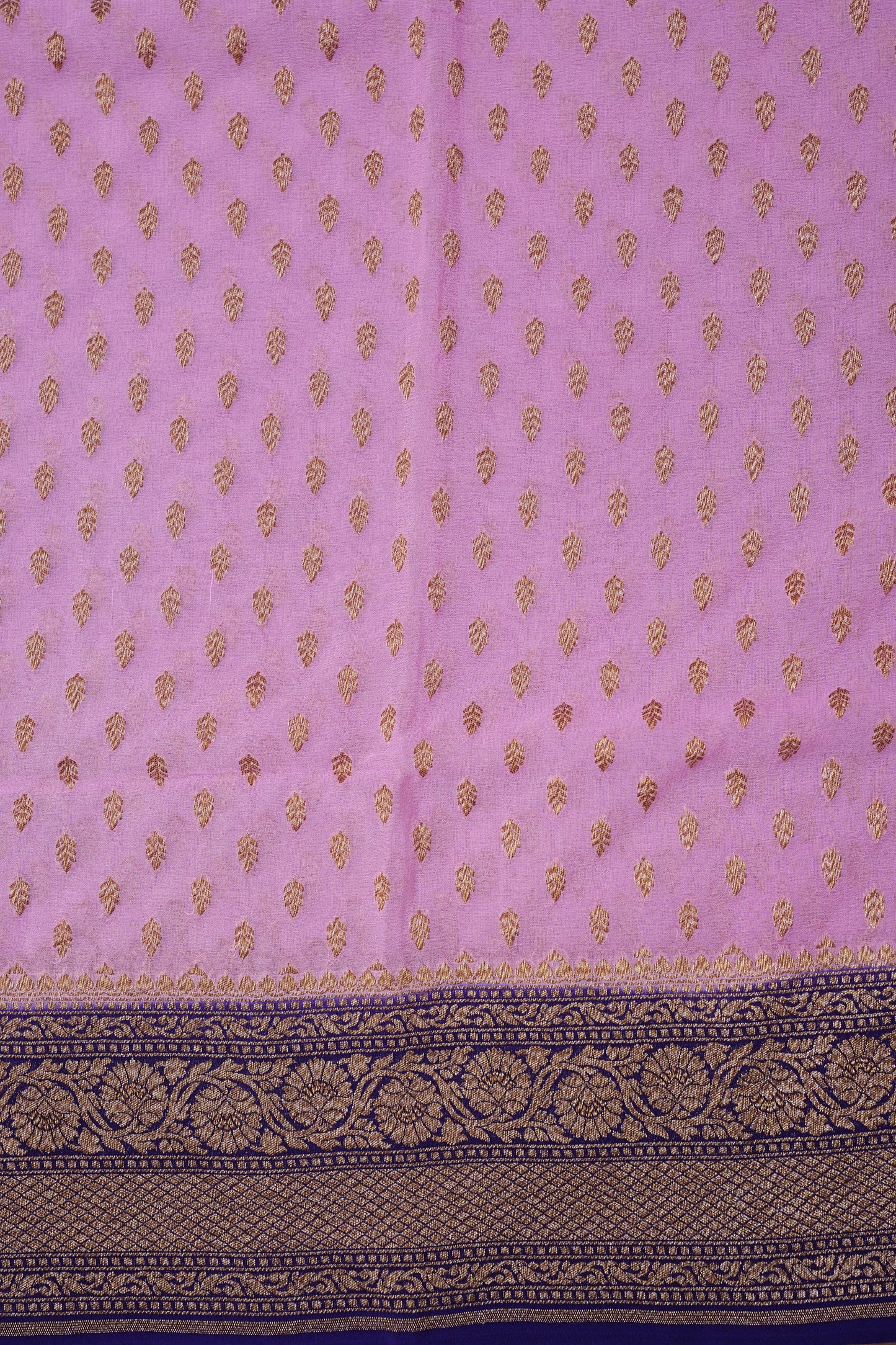 Pure Khadi Georgette Banarasi Saree - Pink & Purple